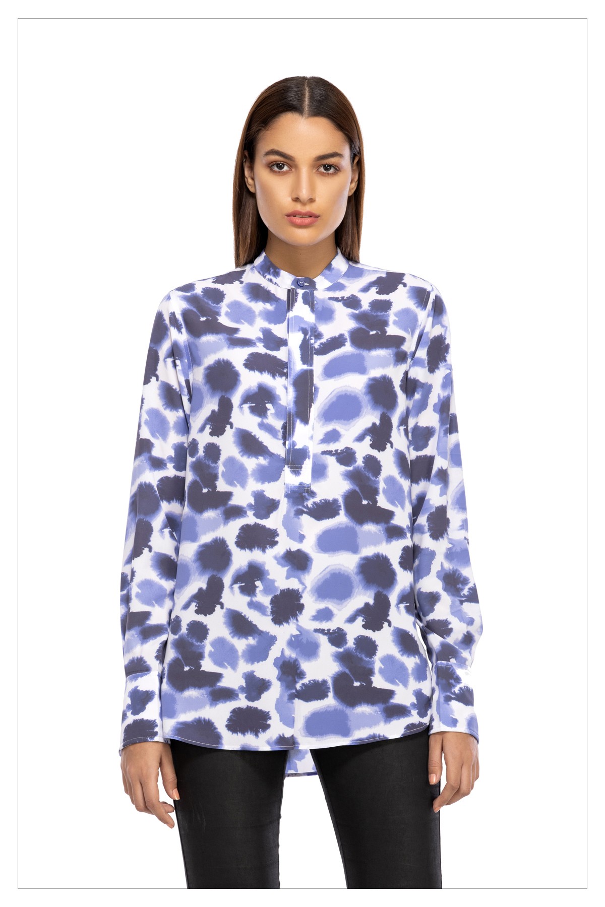 Abstract Watercolour Droplets - Printed Silk Crepe Top