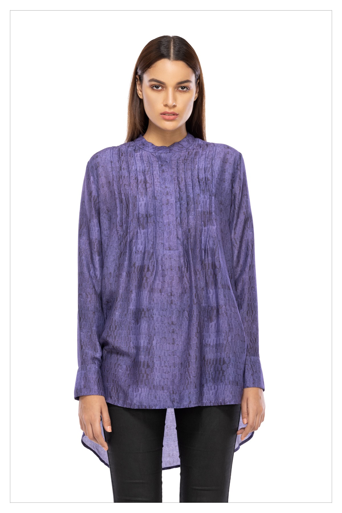 Droplets - Printed Cotton Silk Tunic Top