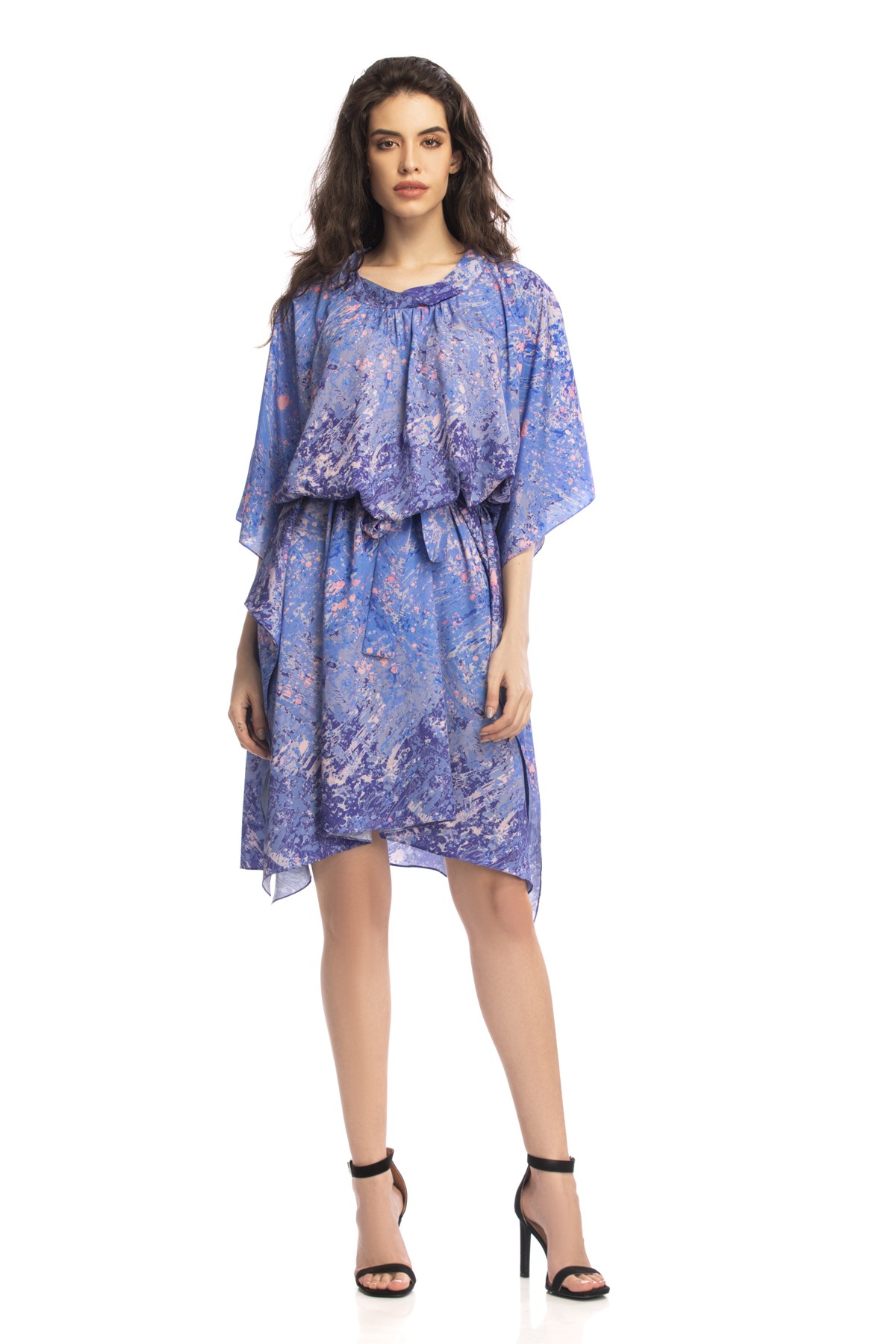 Midnight - Printed Silk Crepe Midi Kaftan Dress