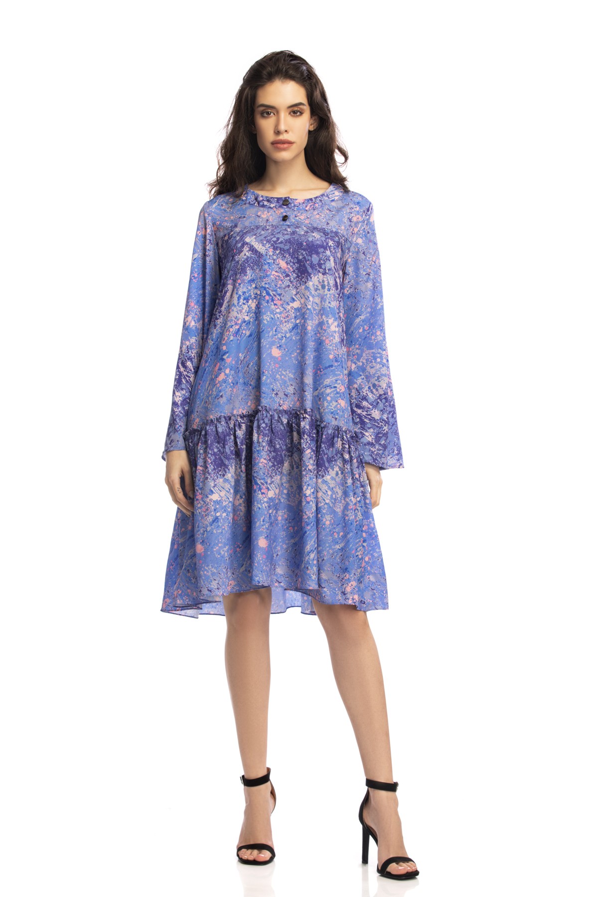 Midnight - Printed Silk Crepe Relaxed Fit Dress